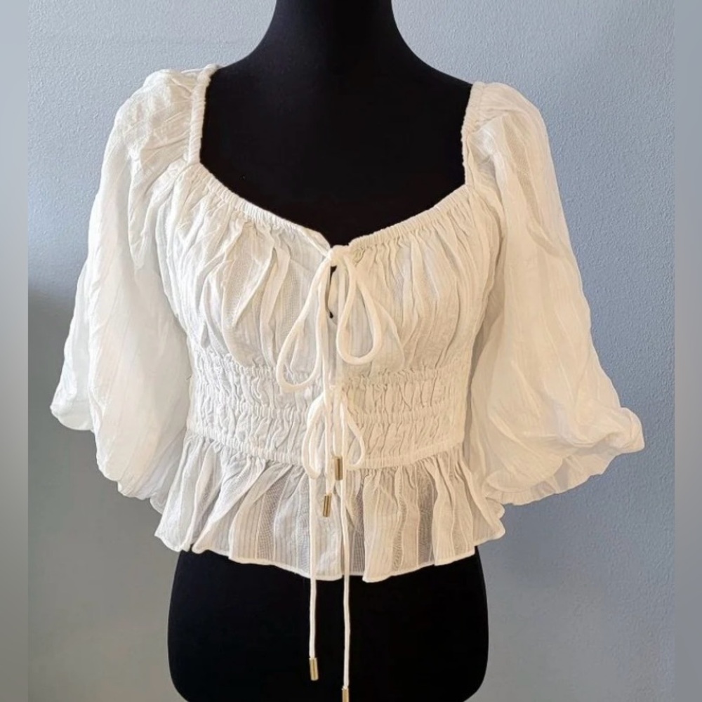 MinkPink - NWT | Revolve White Norah Top Tie Front | Sz Lg | Made in Australia - Picture 17 of 17